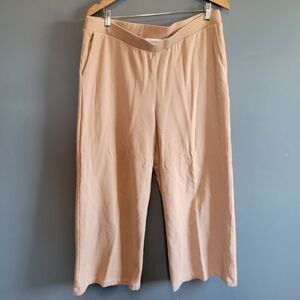 J Jill Pure Jill Size L Tan Organically Grown Cotton Pull On Wide Leg Pants Crop